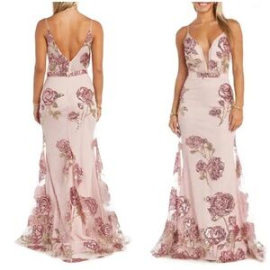 Elegant Floral Sequin Gown